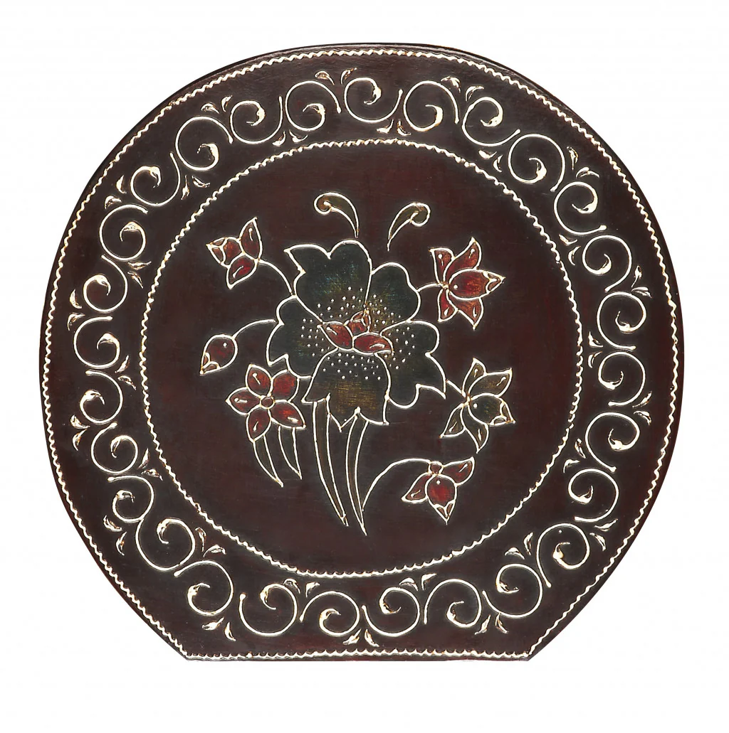 Warm Brown Hand Painted Floral 3D Elephant End Table By Homeroots - Image 7