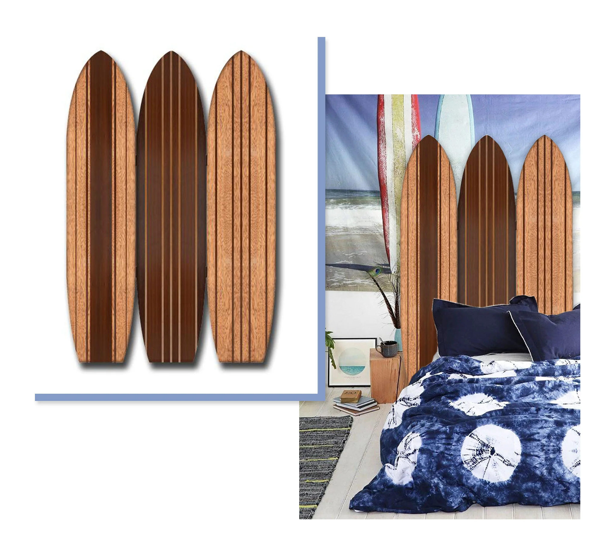 Warm Brown Long Board 3 Panel Room Divider Screen By Homeroots - Image 3
