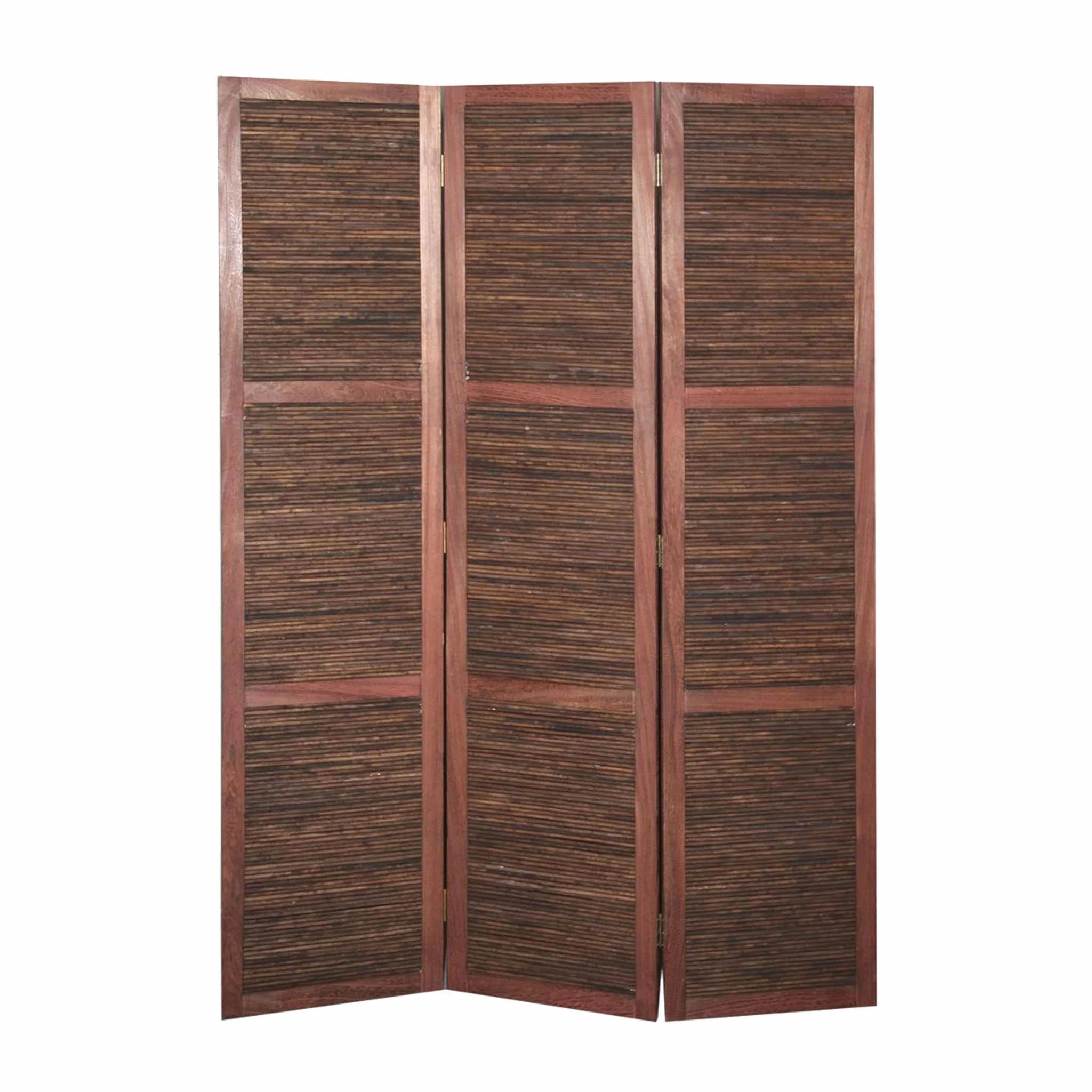 Warm Brown Three Panel Room Divider Screen By Homeroots - Image 2