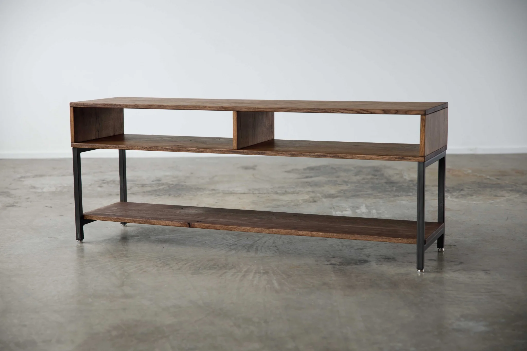 Warm Dark Finish Maple And Steel TV Stand and Media Center By Homeroots - Image 5