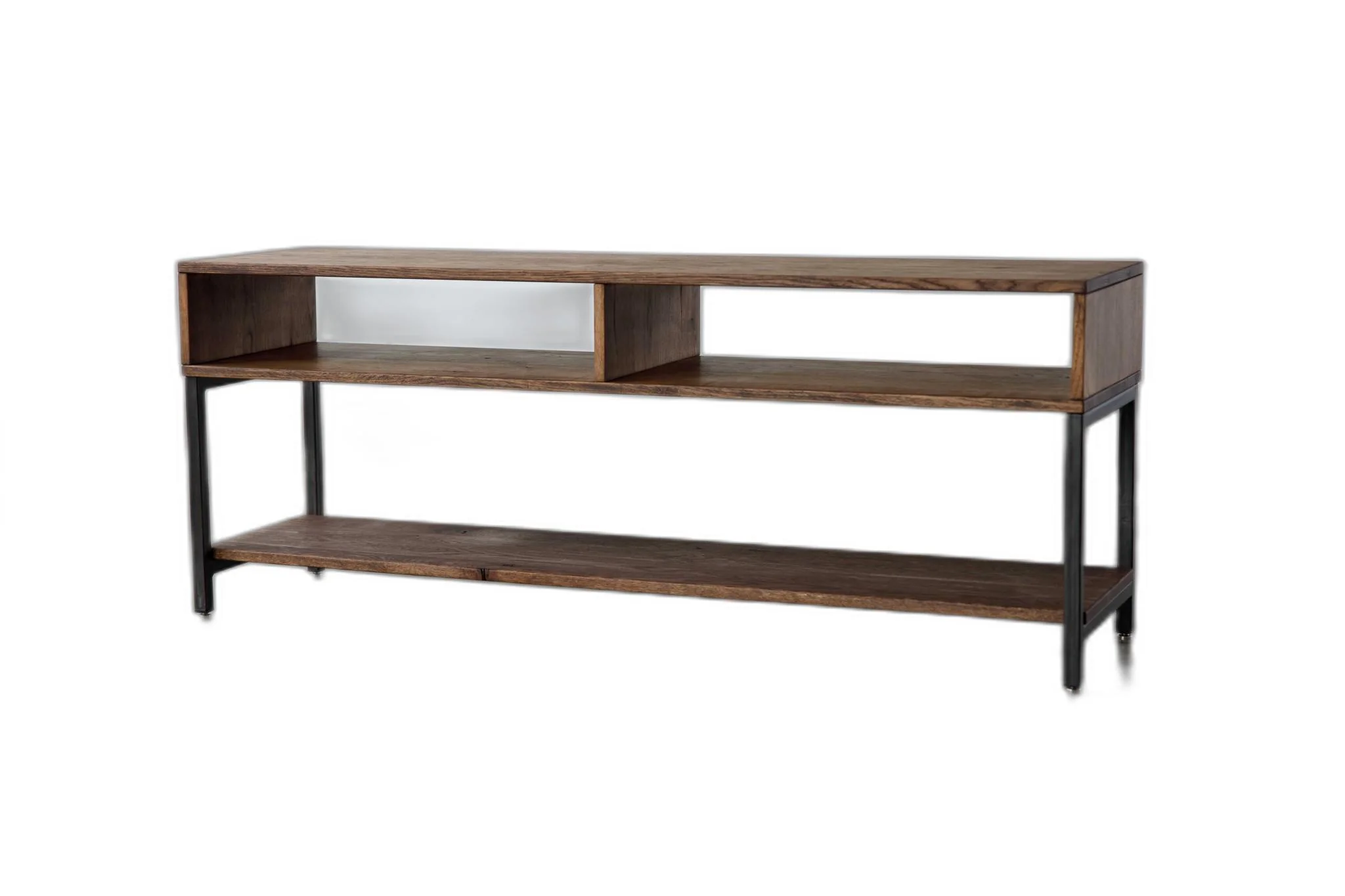 Warm Dark Finish Maple And Steel TV Stand and Media Center By Homeroots - Image 6