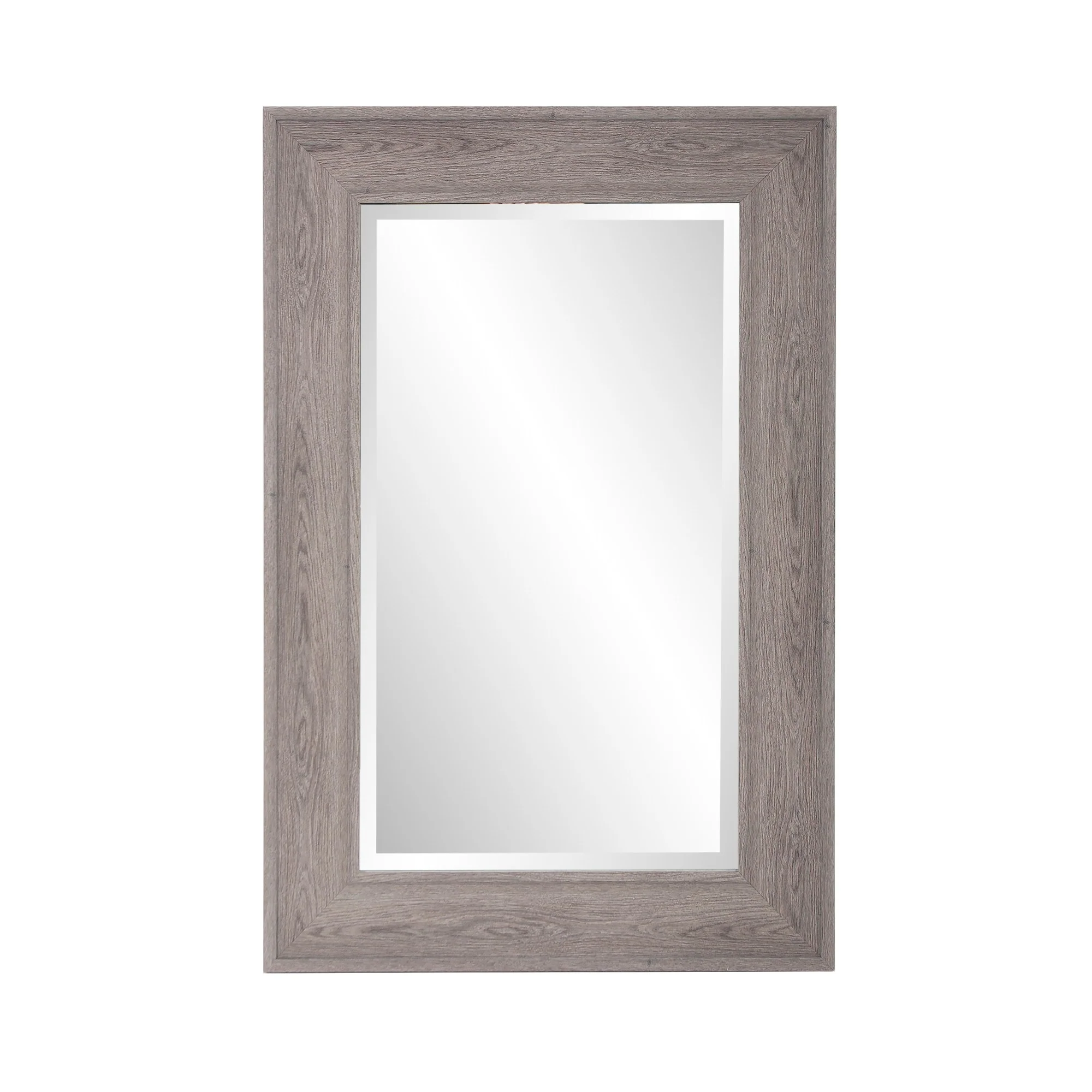 Warm Gray Faux Wood Beveled Rectangular Mirror By Homeroots - Image 2