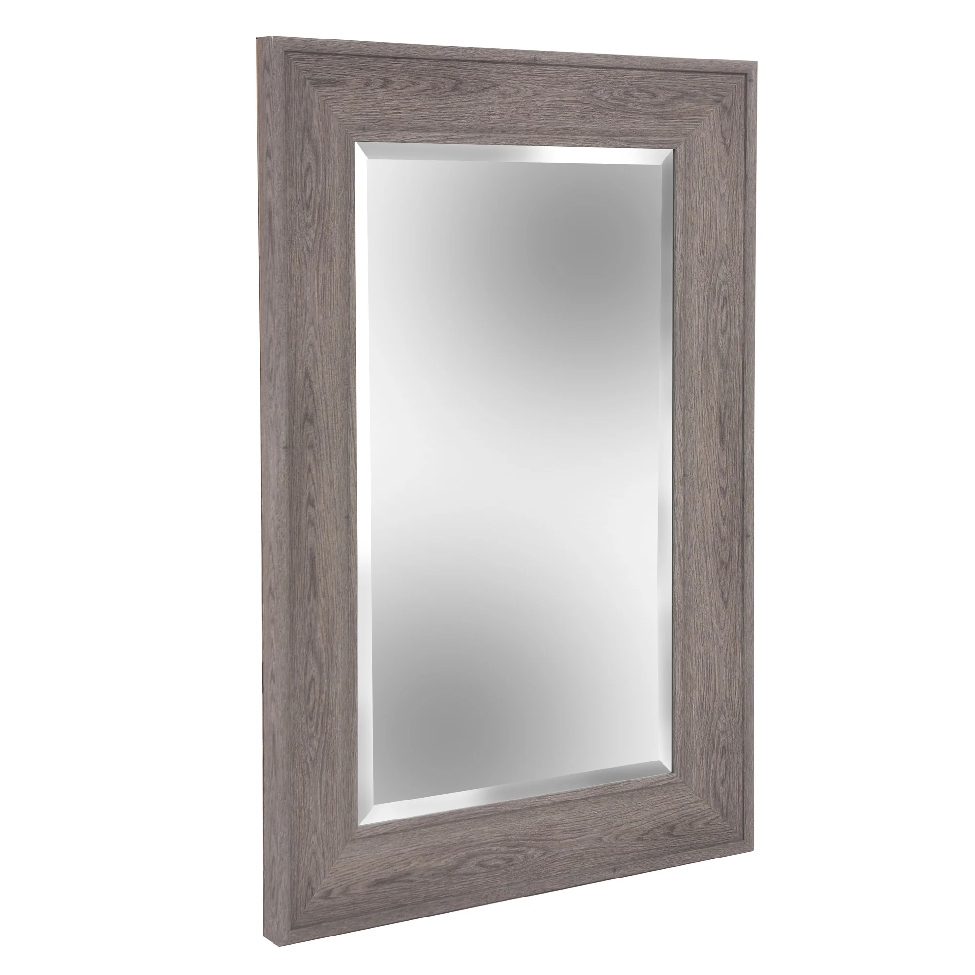 Warm Gray Faux Wood Beveled Rectangular Mirror By Homeroots - Image 3