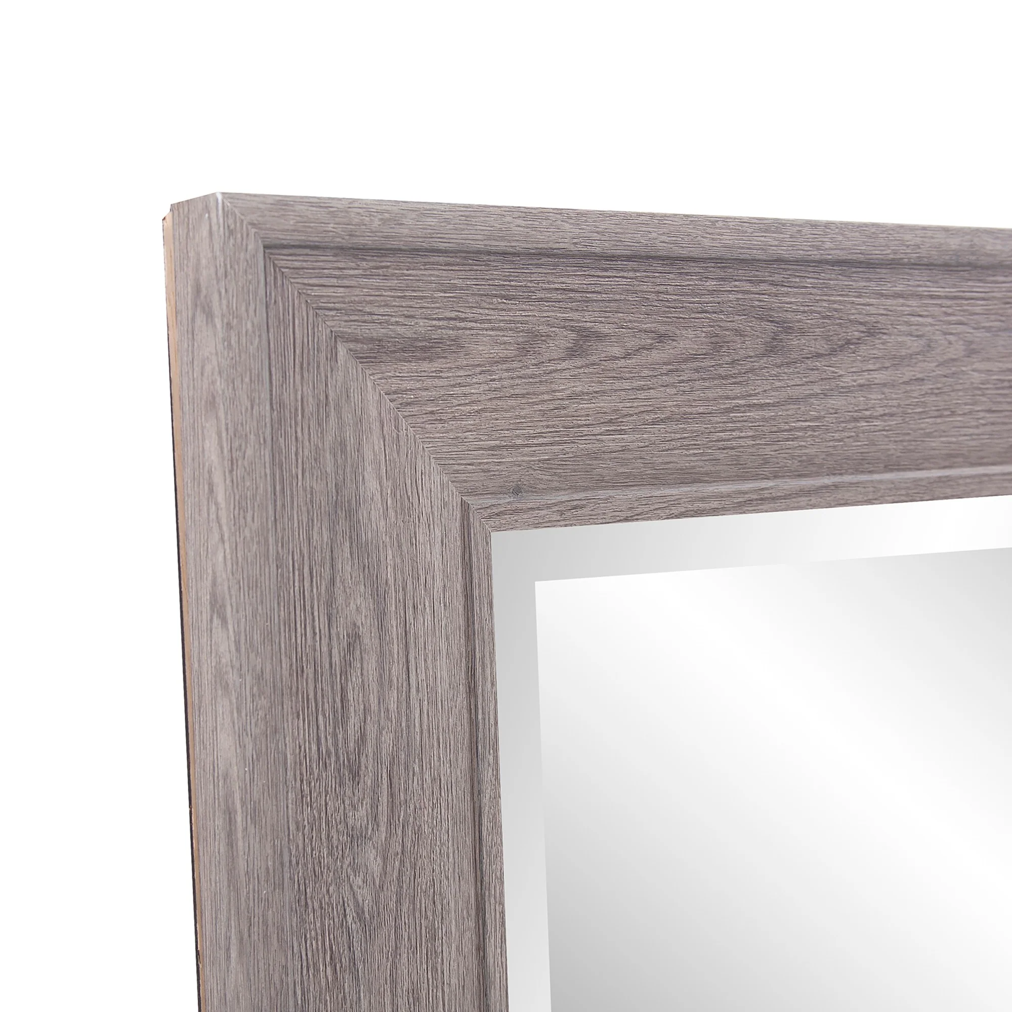 Warm Gray Faux Wood Beveled Rectangular Mirror By Homeroots - Image 4