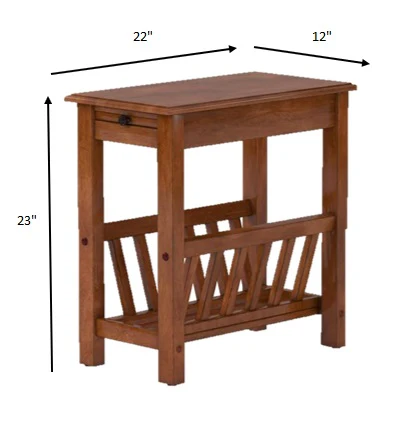 Warm Honey Brown Wooden Magazine Rack Side Table By Homeroots - Image 2