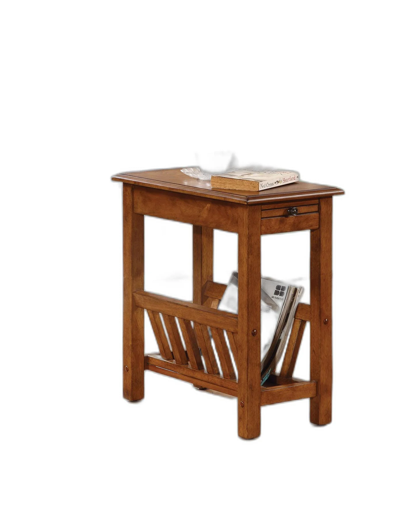 Warm Honey Brown Wooden Magazine Rack Side Table By Homeroots - Image 4