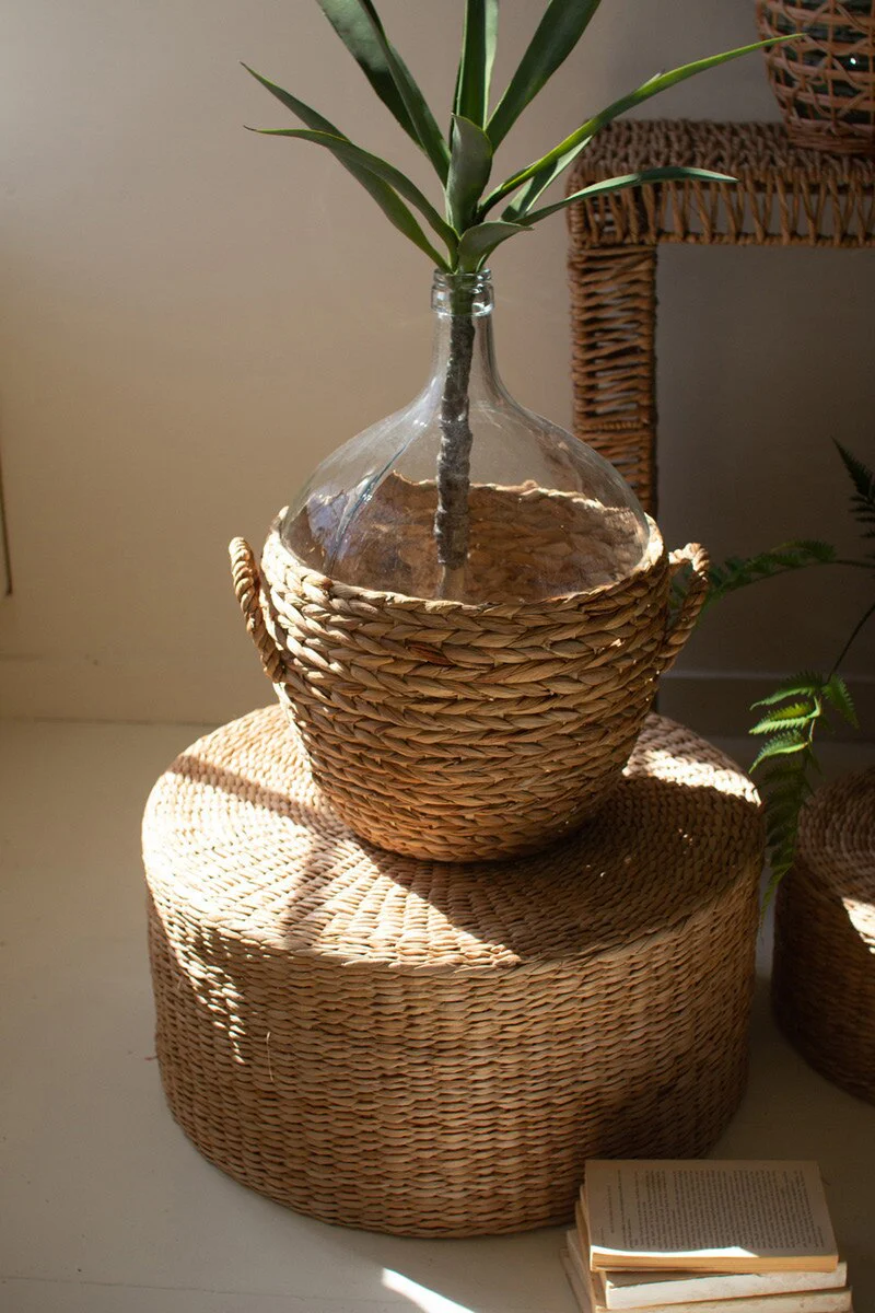 Water Hyacinth Wrapped Glass Wine Damigiana By Kalalou - Image 2