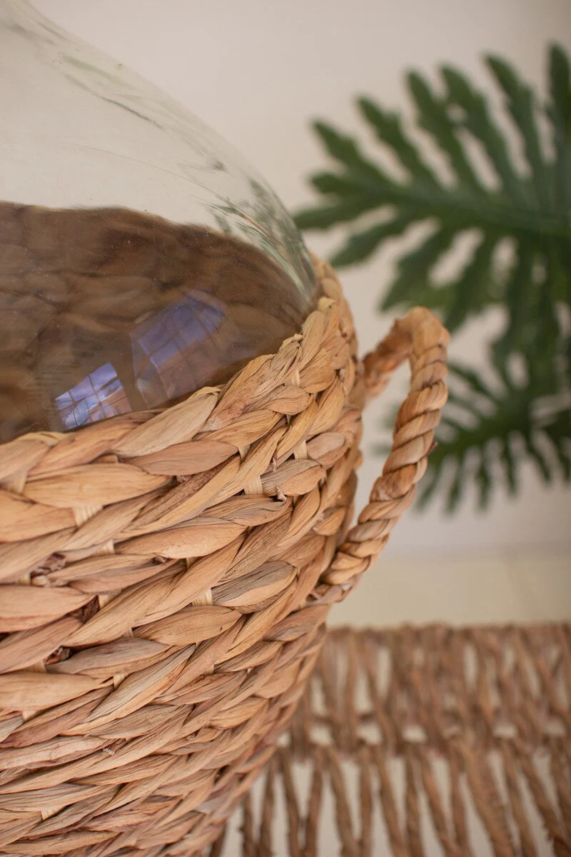 Water Hyacinth Wrapped Glass Wine Damigiana By Kalalou - Image 4