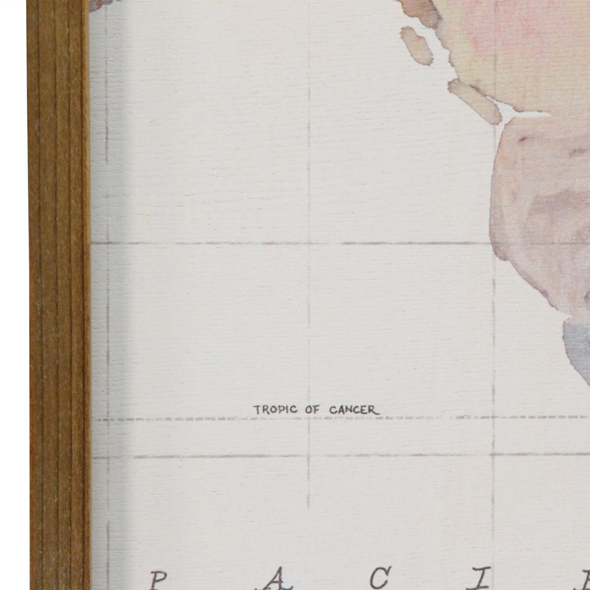 Watercolor World Map Wood Framed Wall Art By Homeroots - Image 3