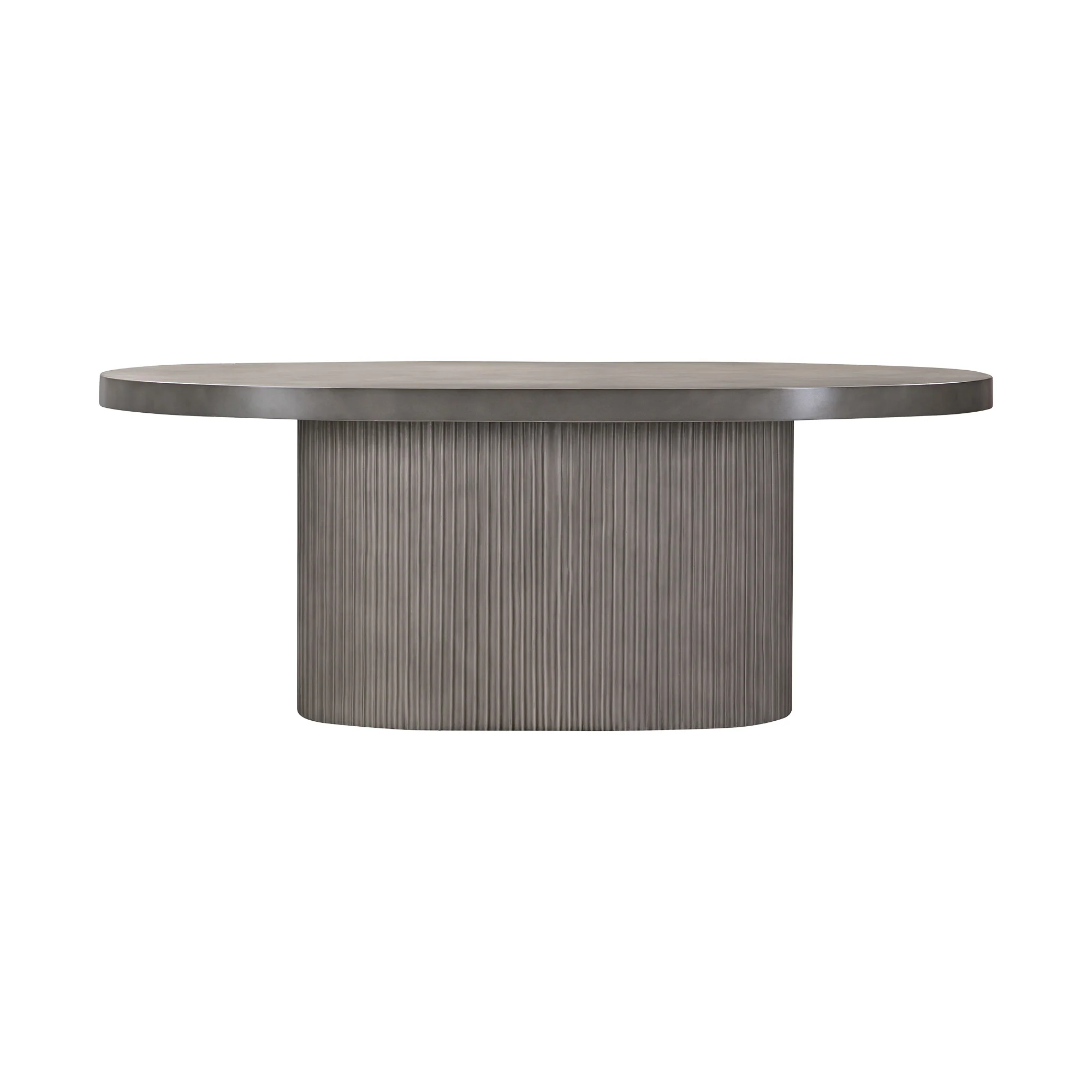 Wave Oval Dining Table in Grey Concrete By Armen Living - Image 2