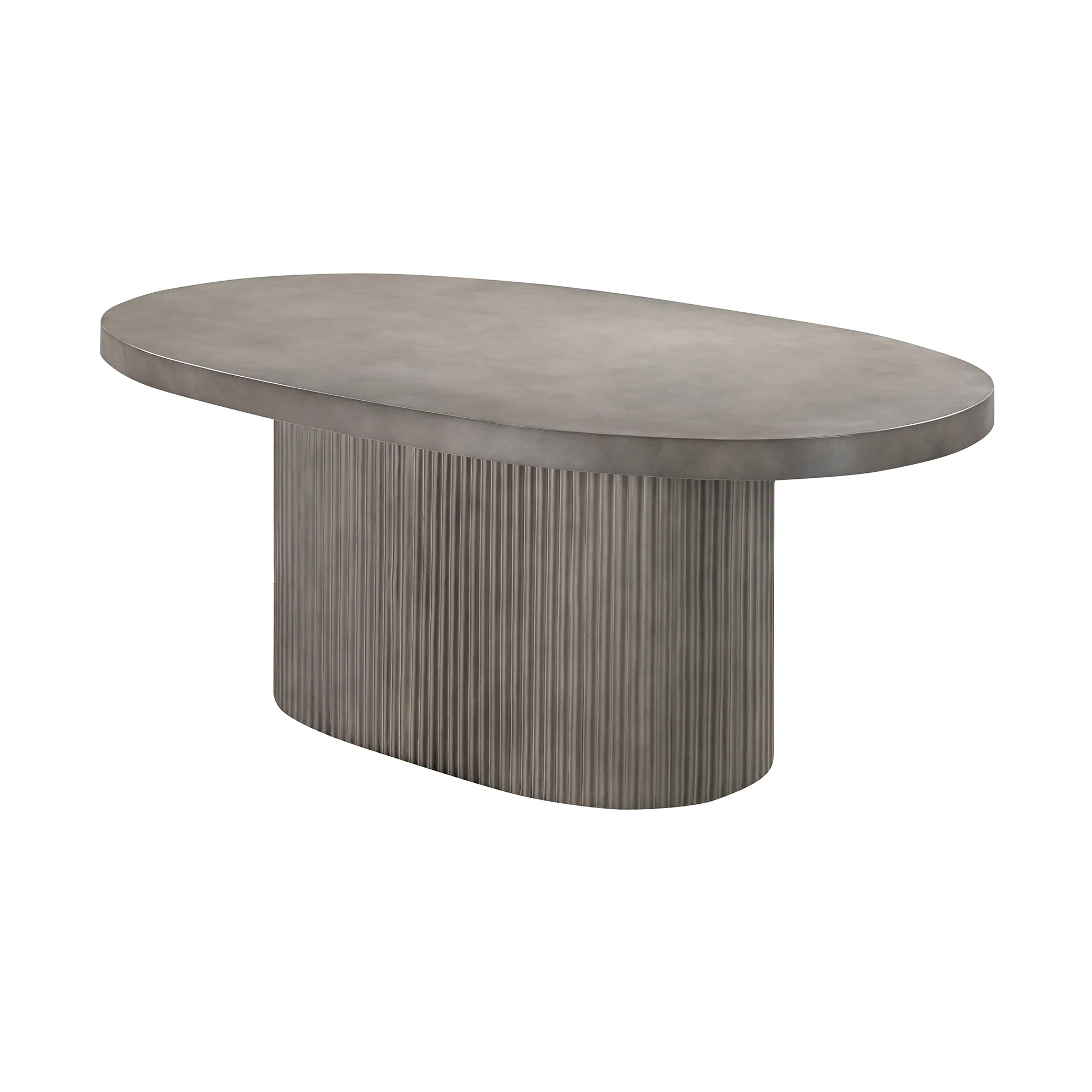 Wave Oval Dining Table in Grey Concrete By Armen Living - Image 4
