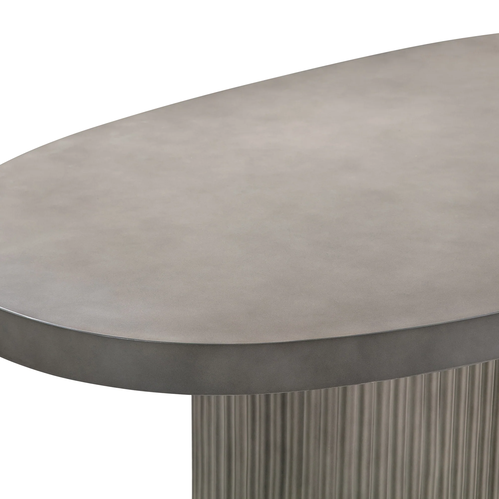 Wave Oval Dining Table in Grey Concrete By Armen Living - Image 6