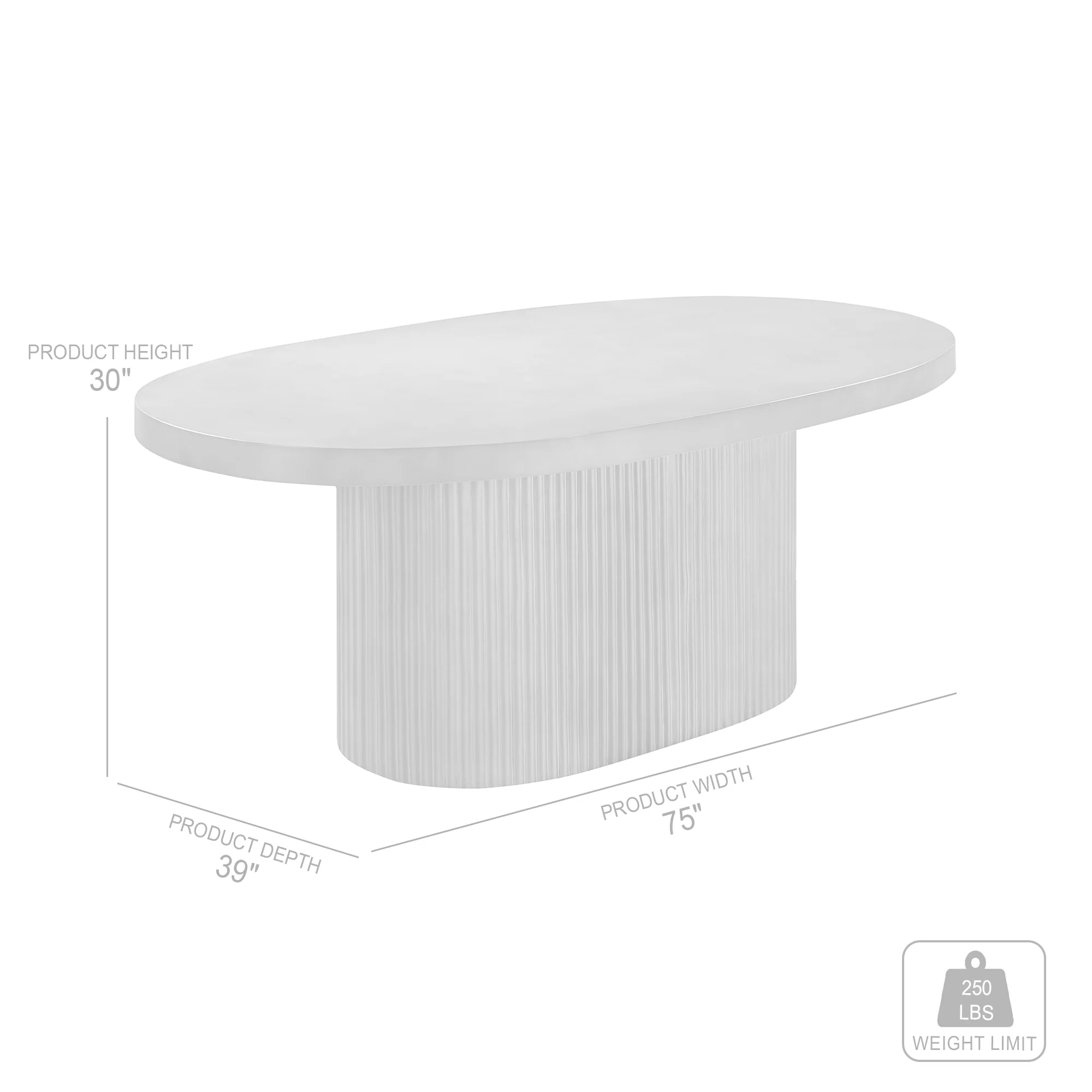 Wave Oval Dining Table in Grey Concrete By Armen Living - Image 9