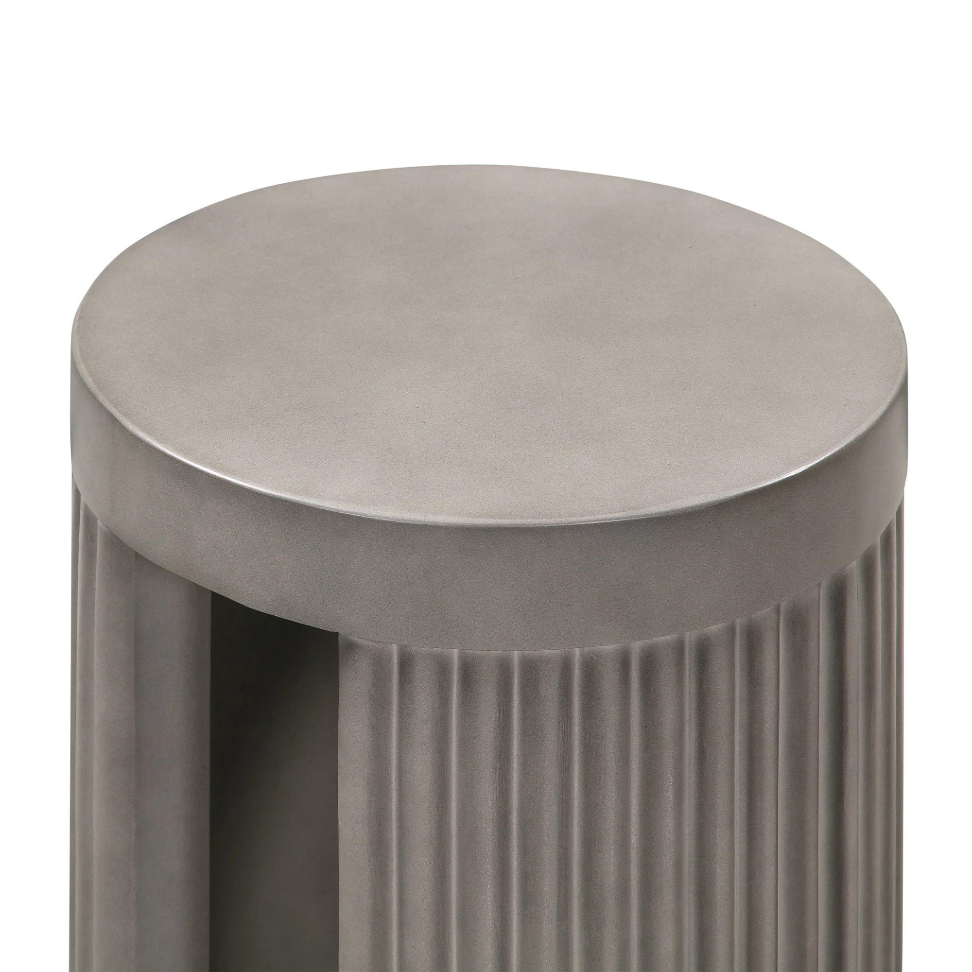 Wave Round Indoor or Outdoor Accent Stool End Table in Grey Concrete By Armen Living - Image 6