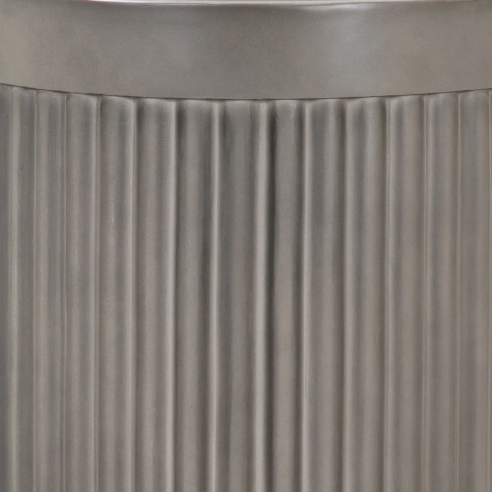 Wave Round Indoor or Outdoor Accent Stool End Table in Grey Concrete By Armen Living - Image 7