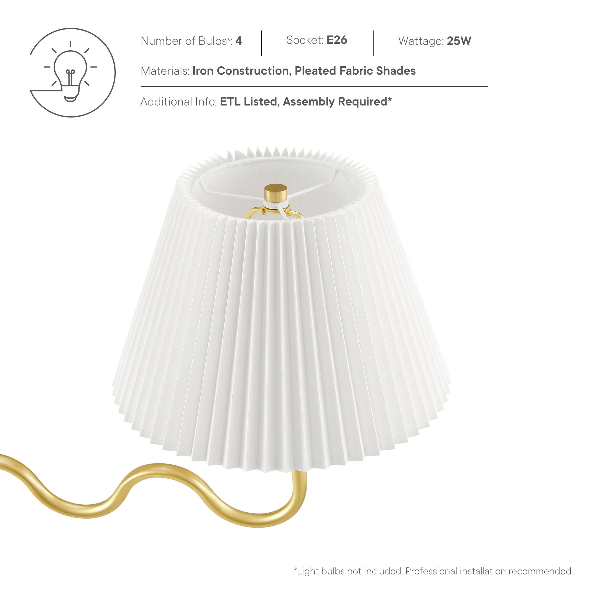 Wave Squiggle 4-Arm Pendant Light by Modway - Image 19