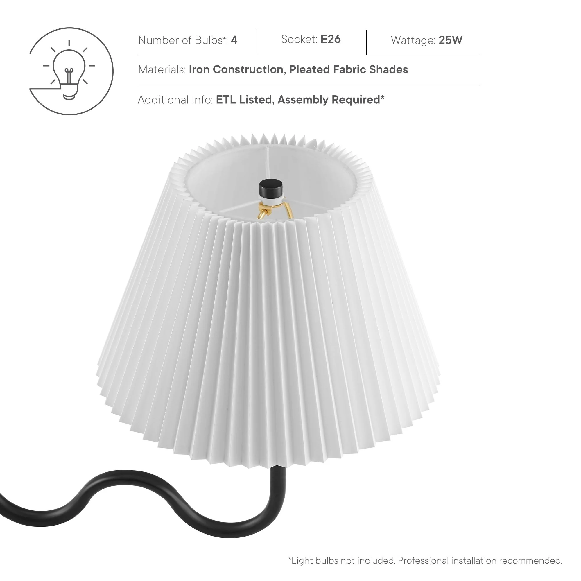 Wave Squiggle 4-Arm Pendant Light by Modway - Image 9