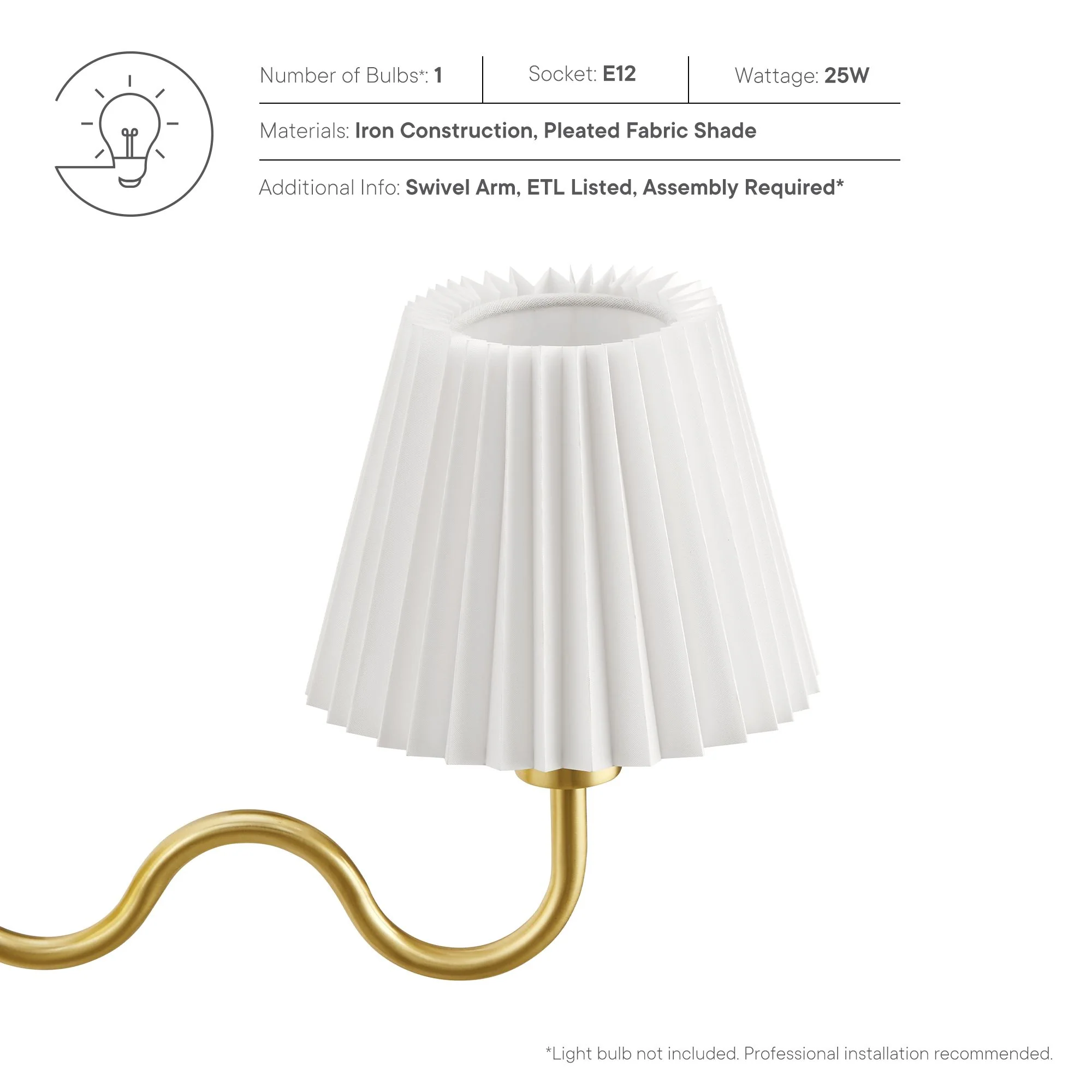 Wave Squiggle Arm Wall Sconce by Modway - Image 22