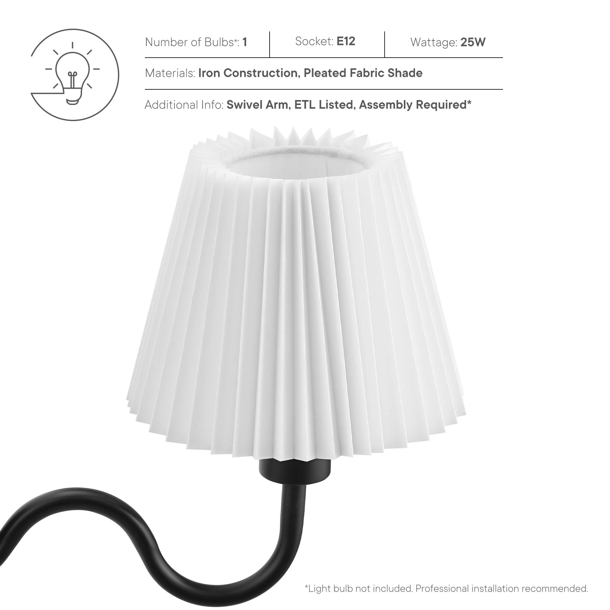 Wave Squiggle Arm Wall Sconce by Modway - Image 9
