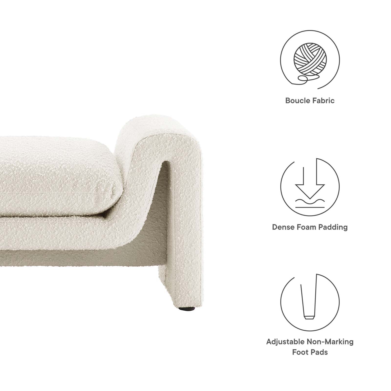 Waverly Boucle Fabric Bench By Modway - EEI-6379 - Image 14