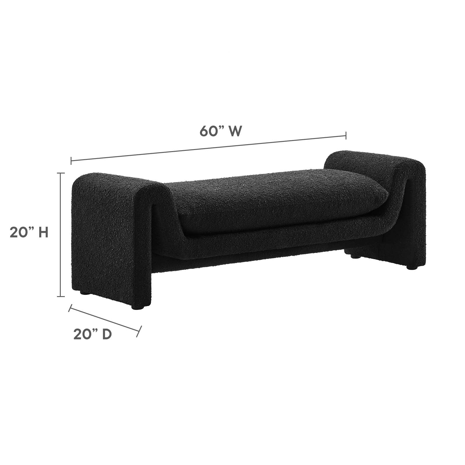Waverly Boucle Fabric Bench By Modway - EEI-6379 - Image 6