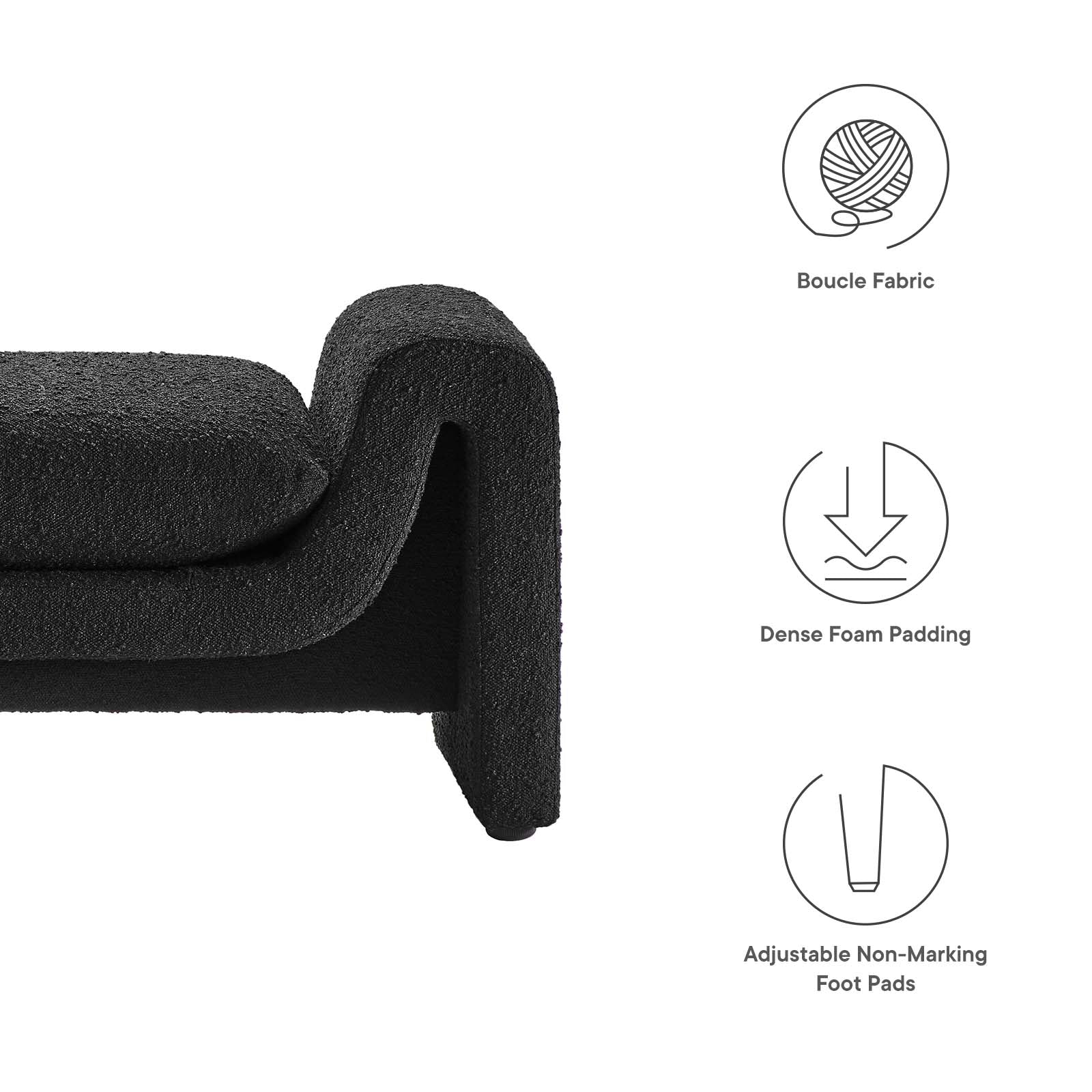 Waverly Boucle Fabric Bench By Modway - EEI-6379 - Image 7