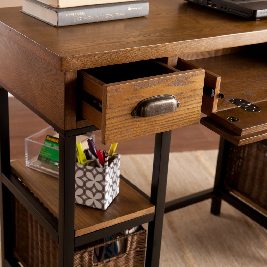 Weathered Gray Home Office Desk By Homeroots - Image 2