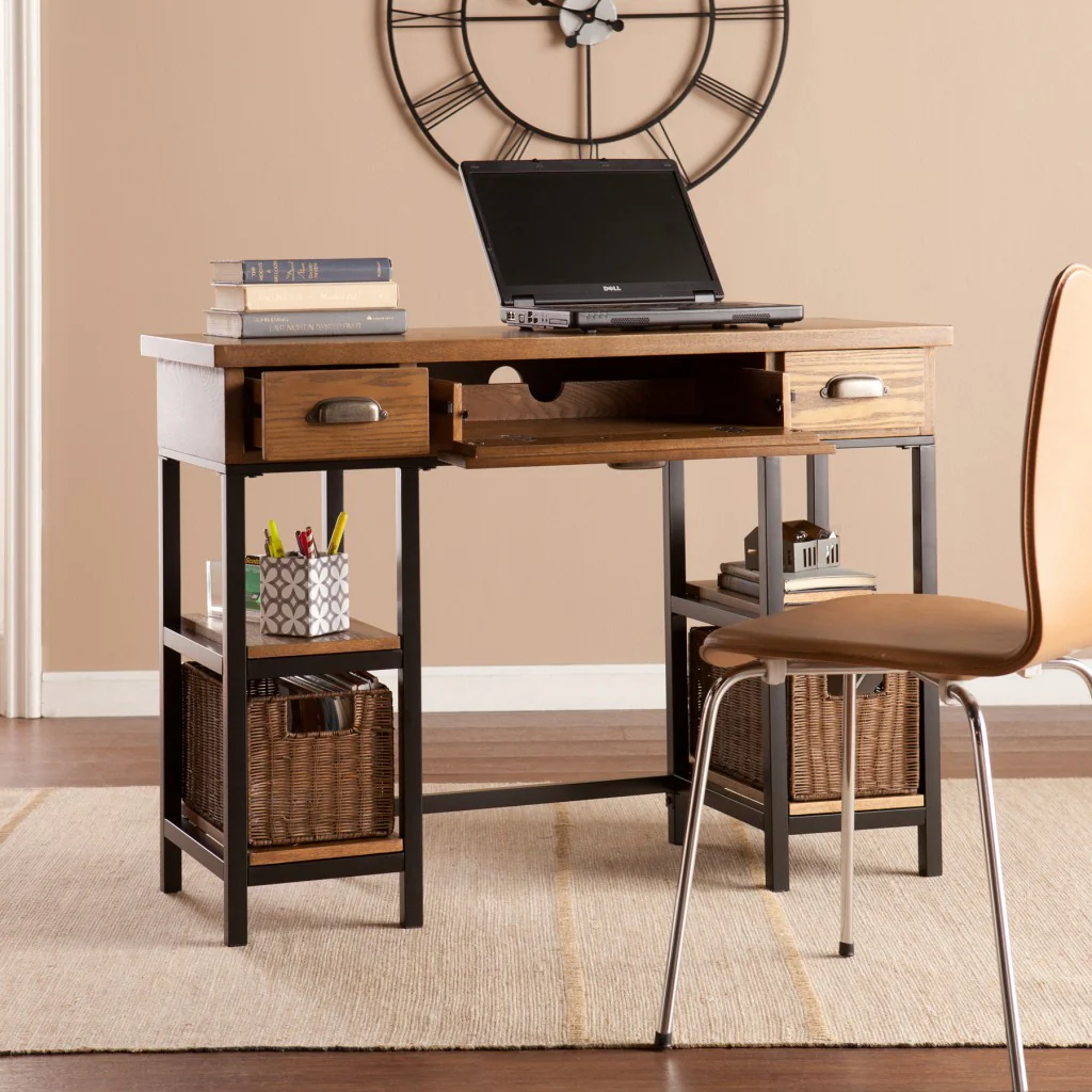 Weathered Gray Home Office Desk By Homeroots - Image 3