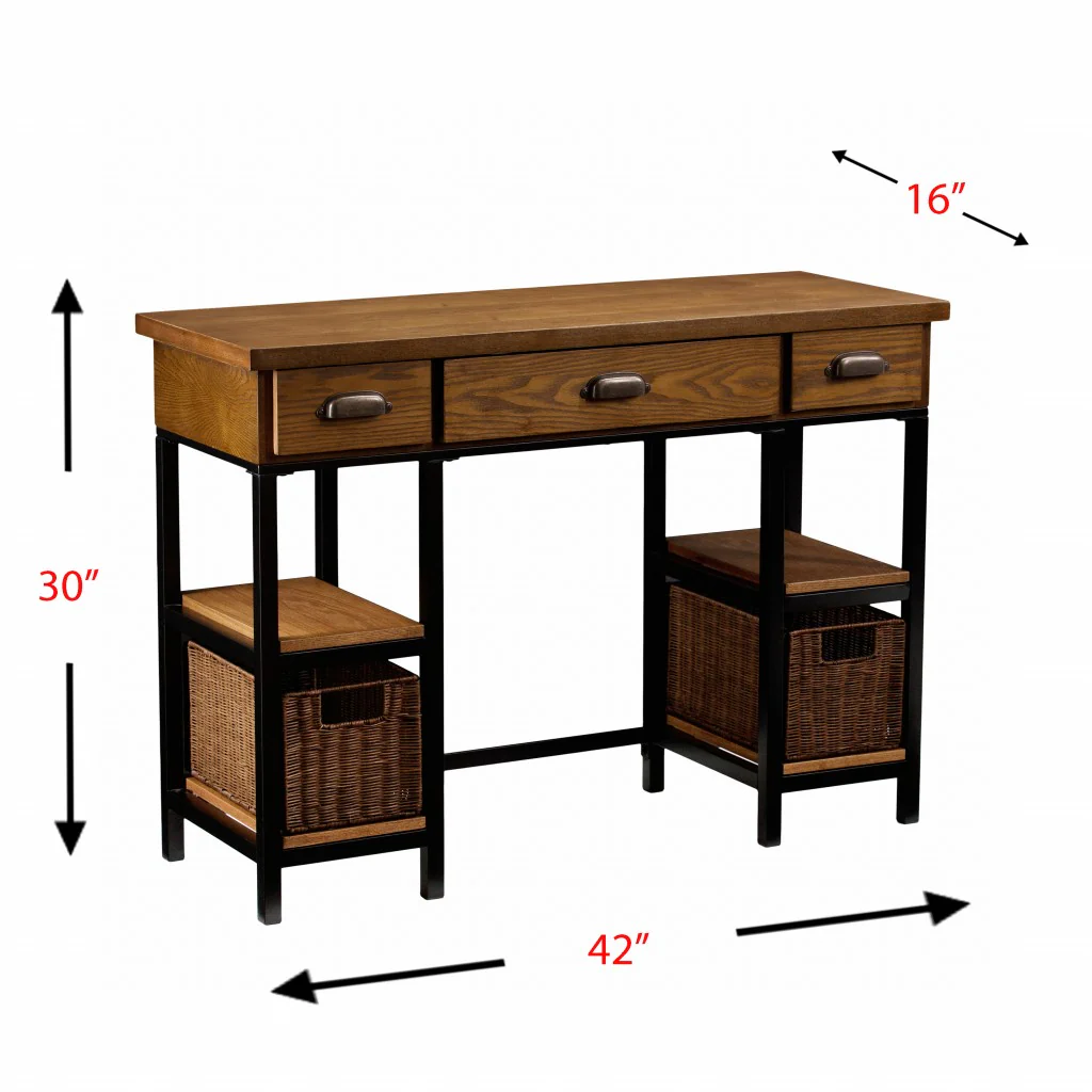 Weathered Gray Home Office Desk By Homeroots - Image 5