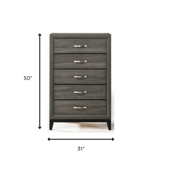 Weathered Gray Paper Veneer Chest By Homeroots - Image 4