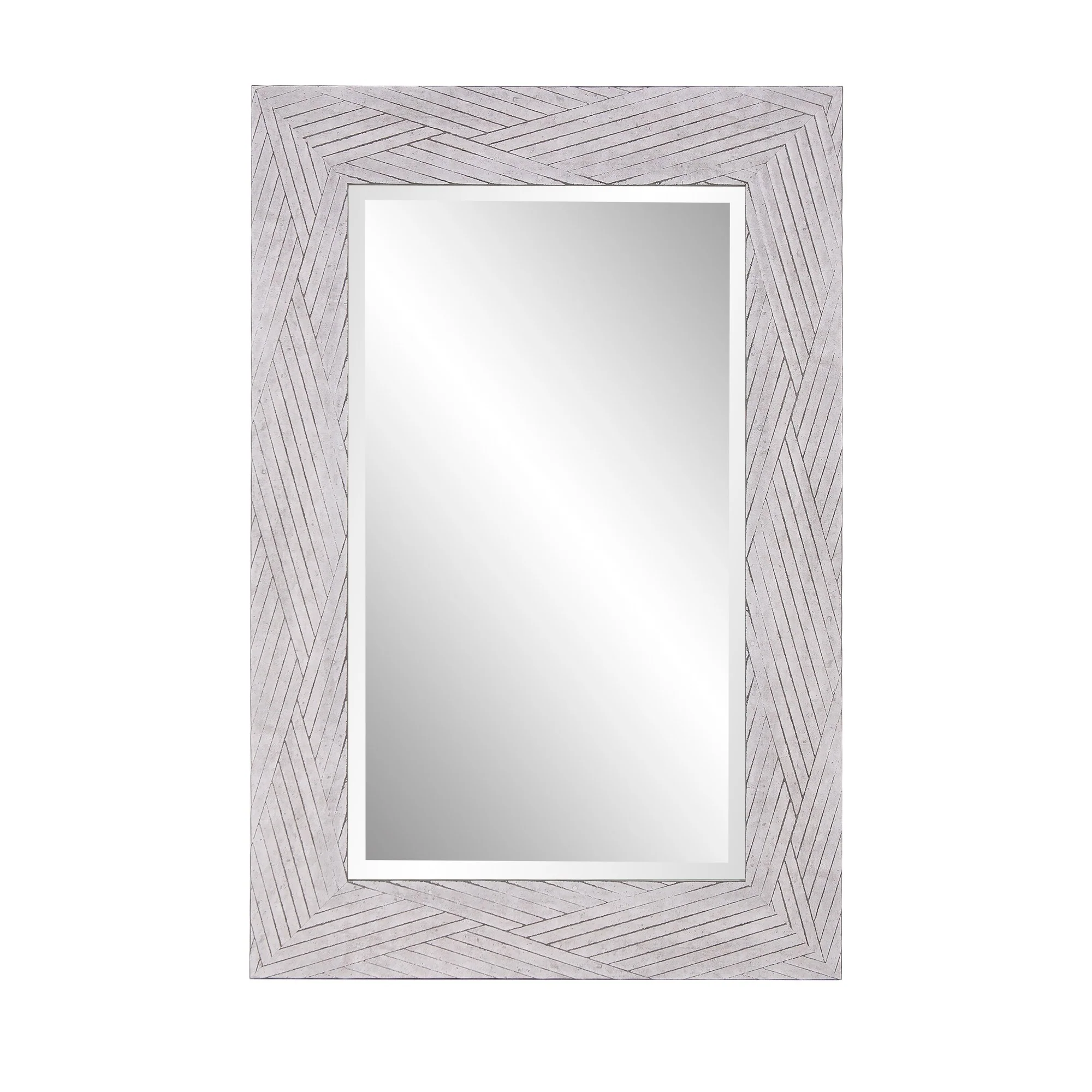 Weathered Gray Woven Faux Wood Rectangular Mirror By Homeroots - Image 2