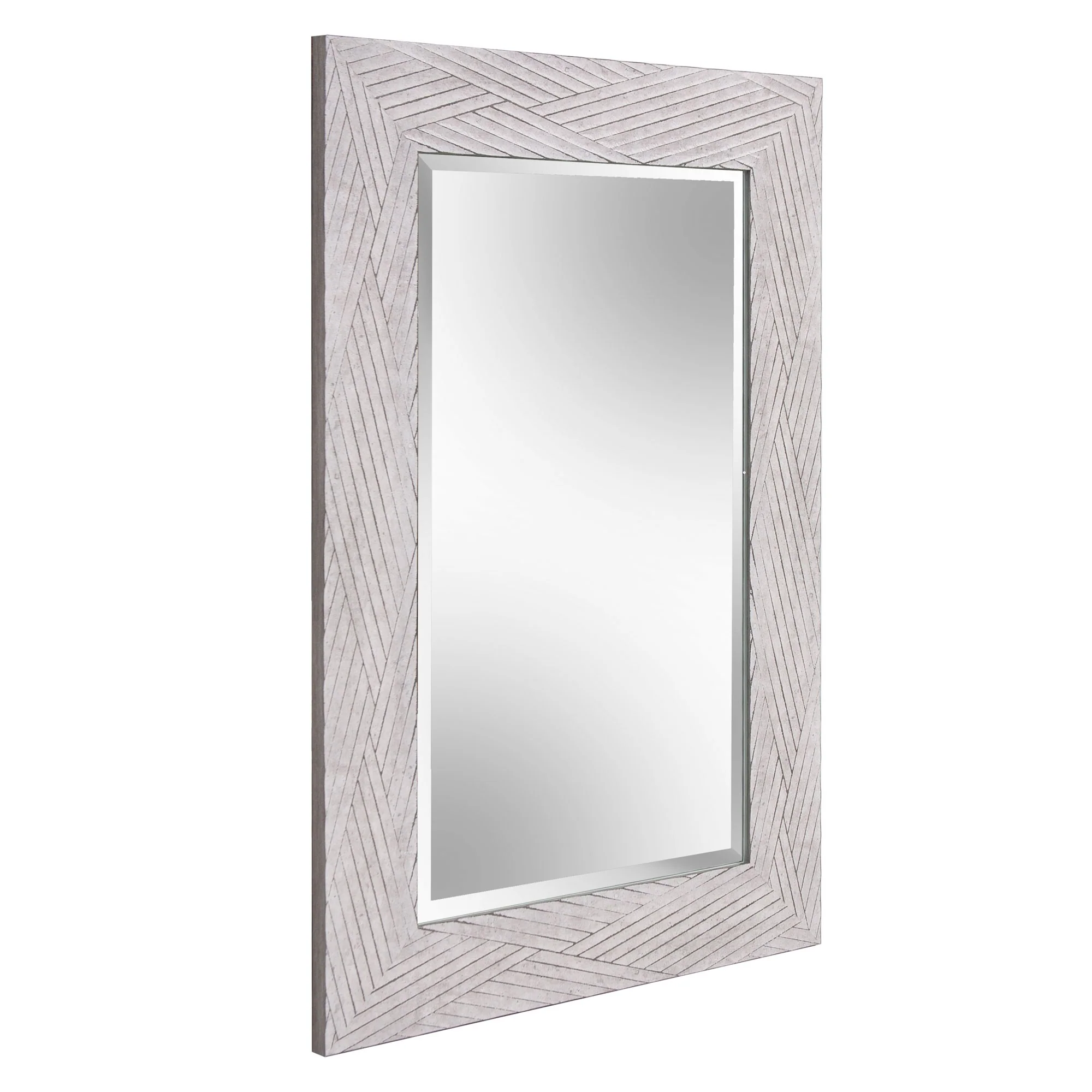 Weathered Gray Woven Faux Wood Rectangular Mirror By Homeroots - Image 3