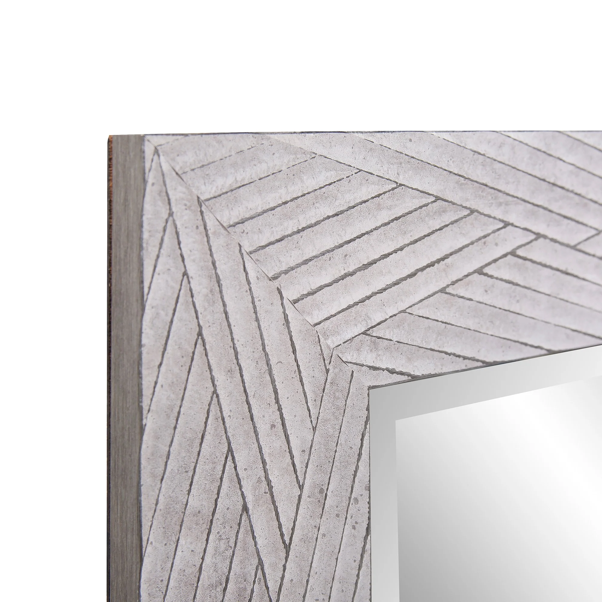 Weathered Gray Woven Faux Wood Rectangular Mirror By Homeroots - Image 4