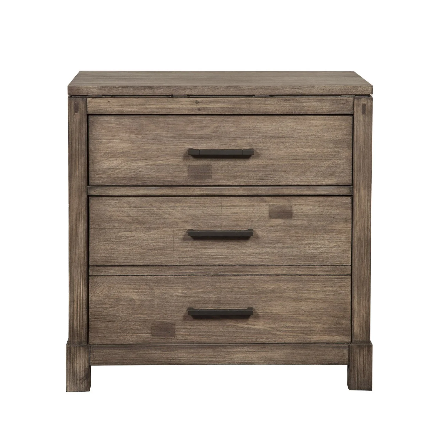 Weathered Grey Finish Wood 3 Drawer Nightstand By Homeroots - Image 2