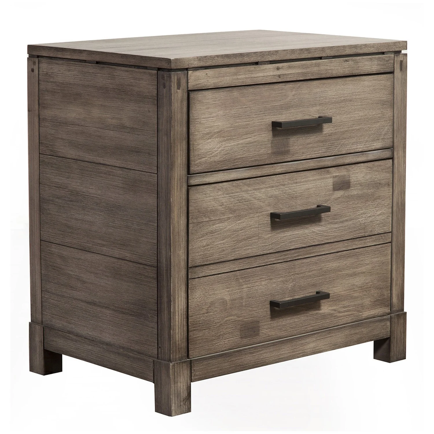 Weathered Grey Finish Wood 3 Drawer Nightstand By Homeroots - Image 3