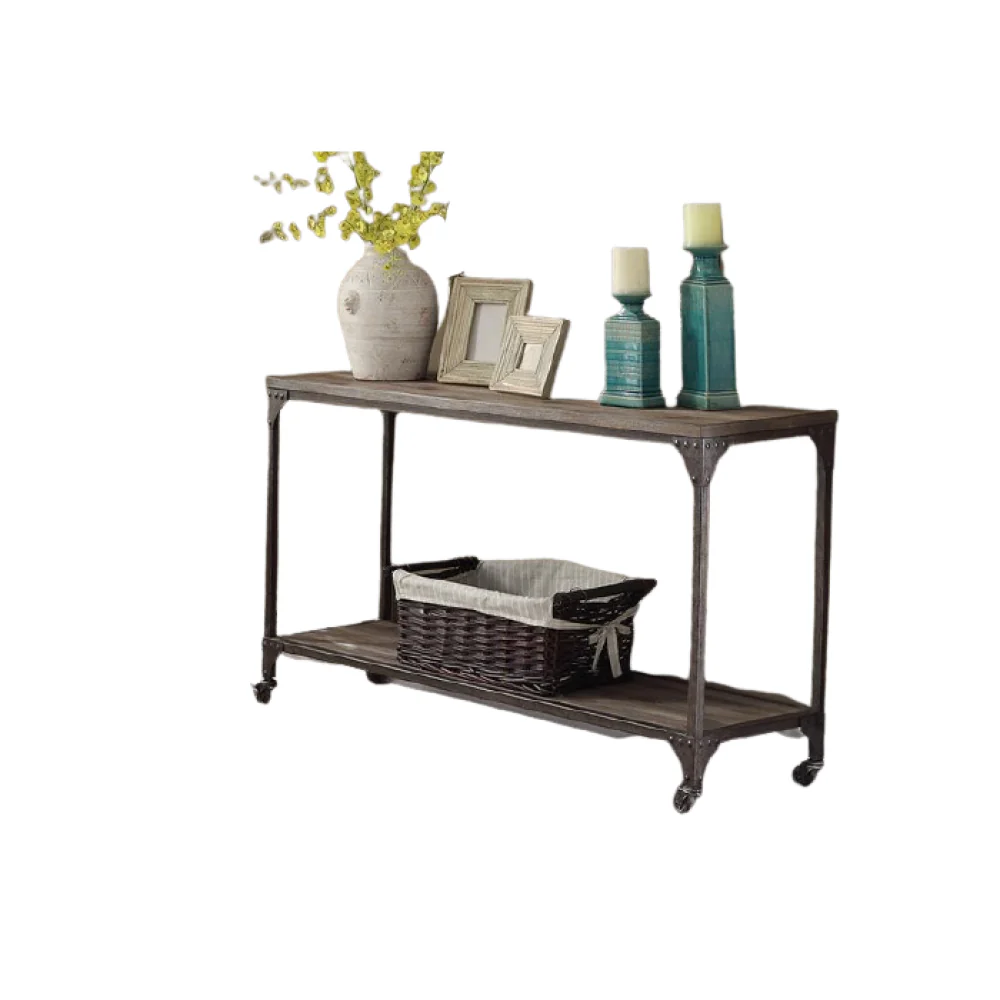 Weathered Oak And Antique Silver End Table By Homeroots - Image 2