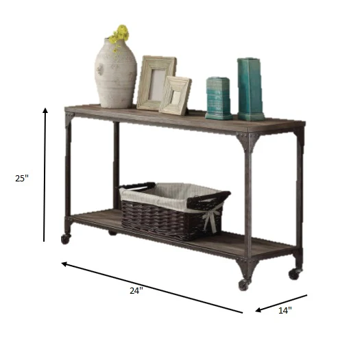 Weathered Oak And Antique Silver End Table By Homeroots - Image 4