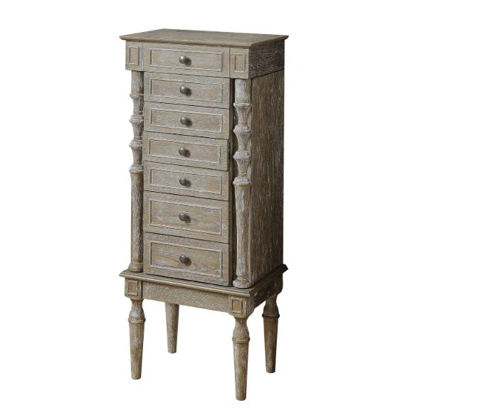 Weathered Oak Mirror Jewelry Armoire By Homeroots - Image 2