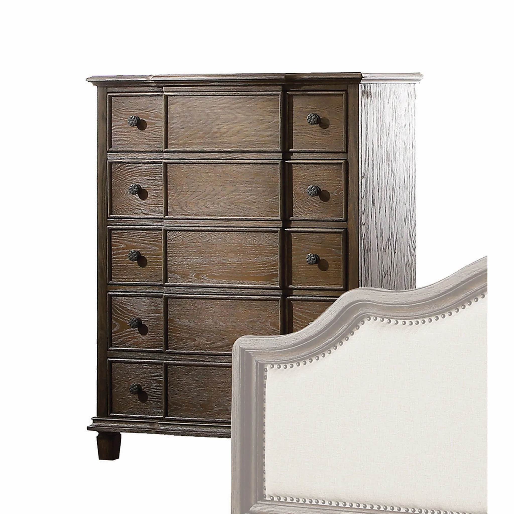 Weathered Oak Wood Chest By Homeroots - Image 2