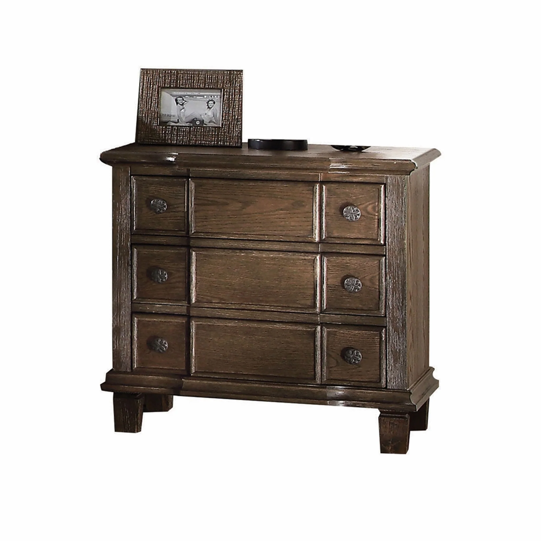 Weathered Oak Wooden Nightstand By Homeroots - Image 3