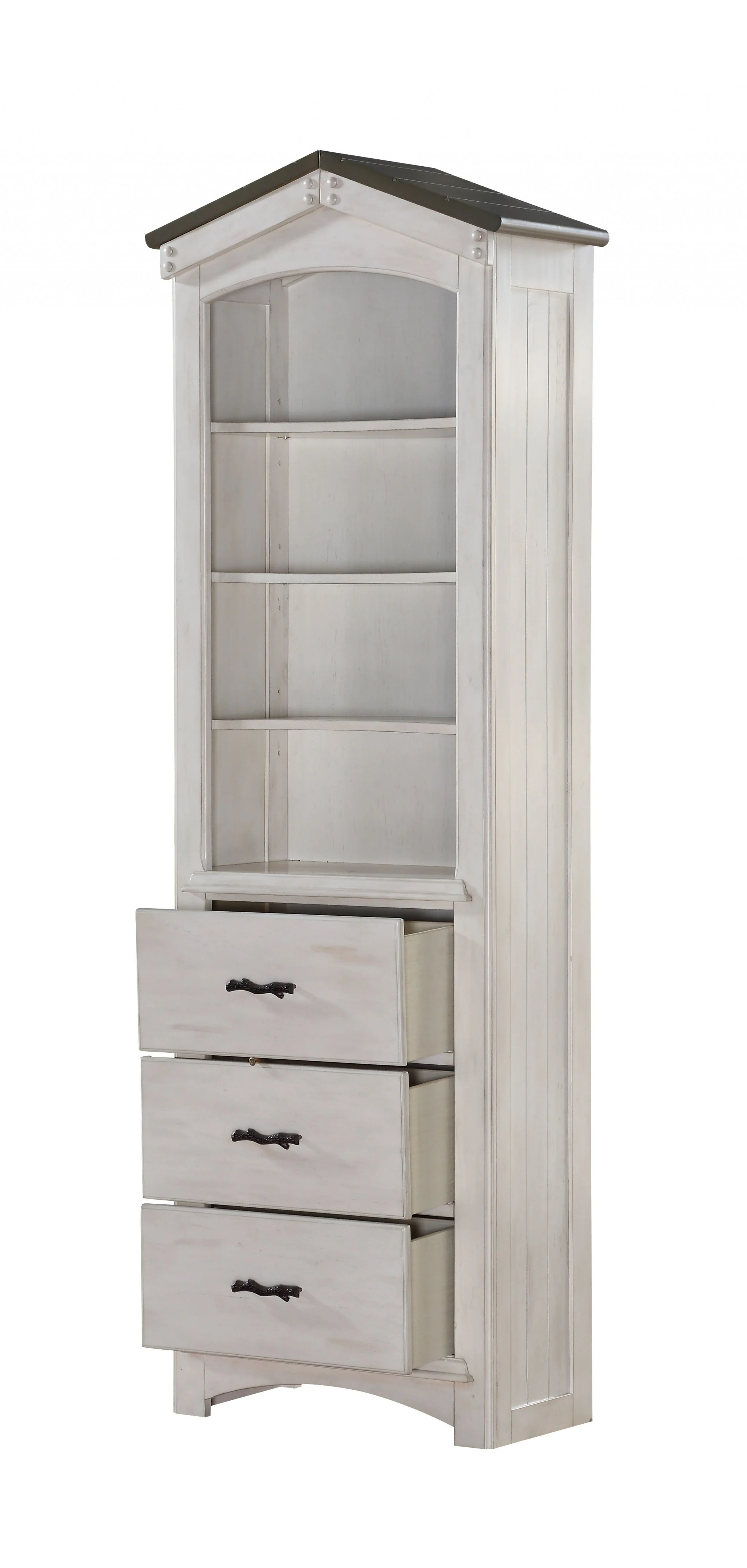 Weathered White Washed Gray Wood Bookcase By Homeroots - 347189 - Image 3