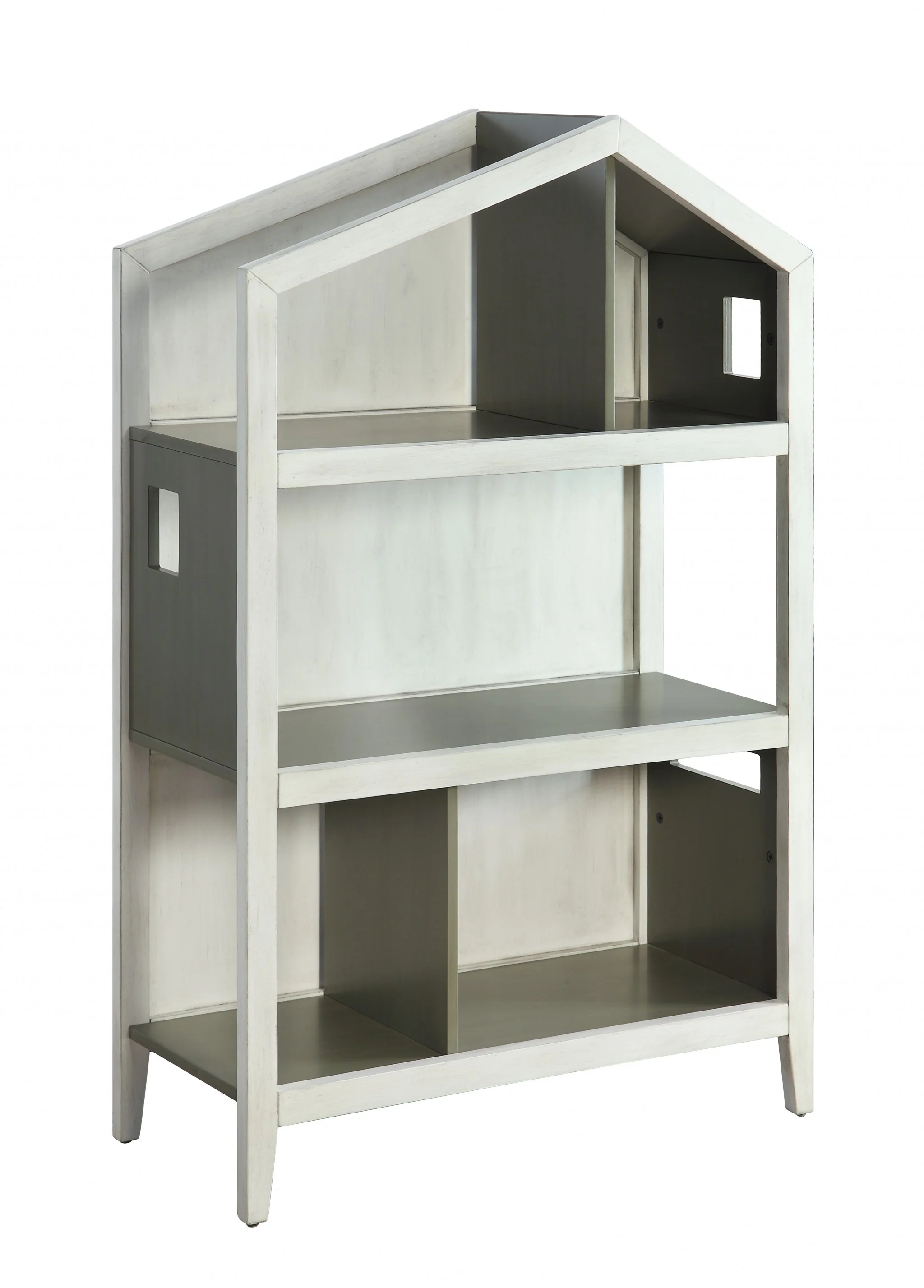 Weathered White Washed Gray Wood Bookcase By Homeroots - 347522 - Image 2