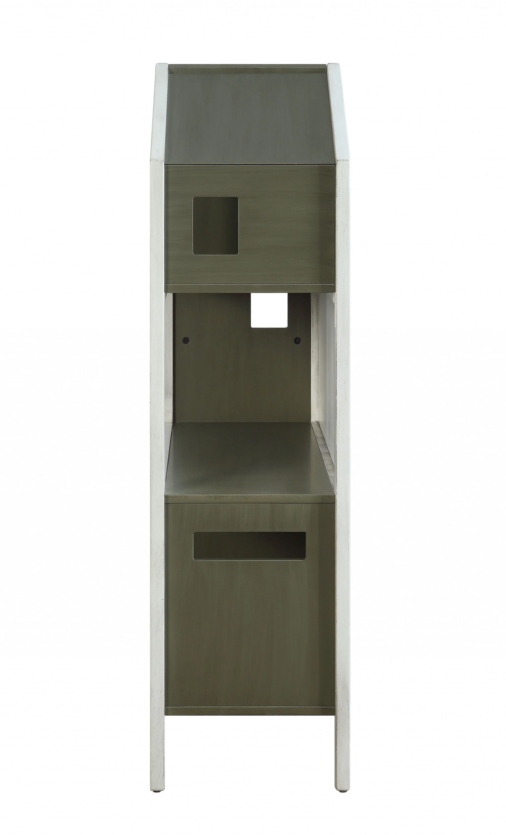 Weathered White Washed Gray Wood Bookcase By Homeroots - 347522 - Image 3