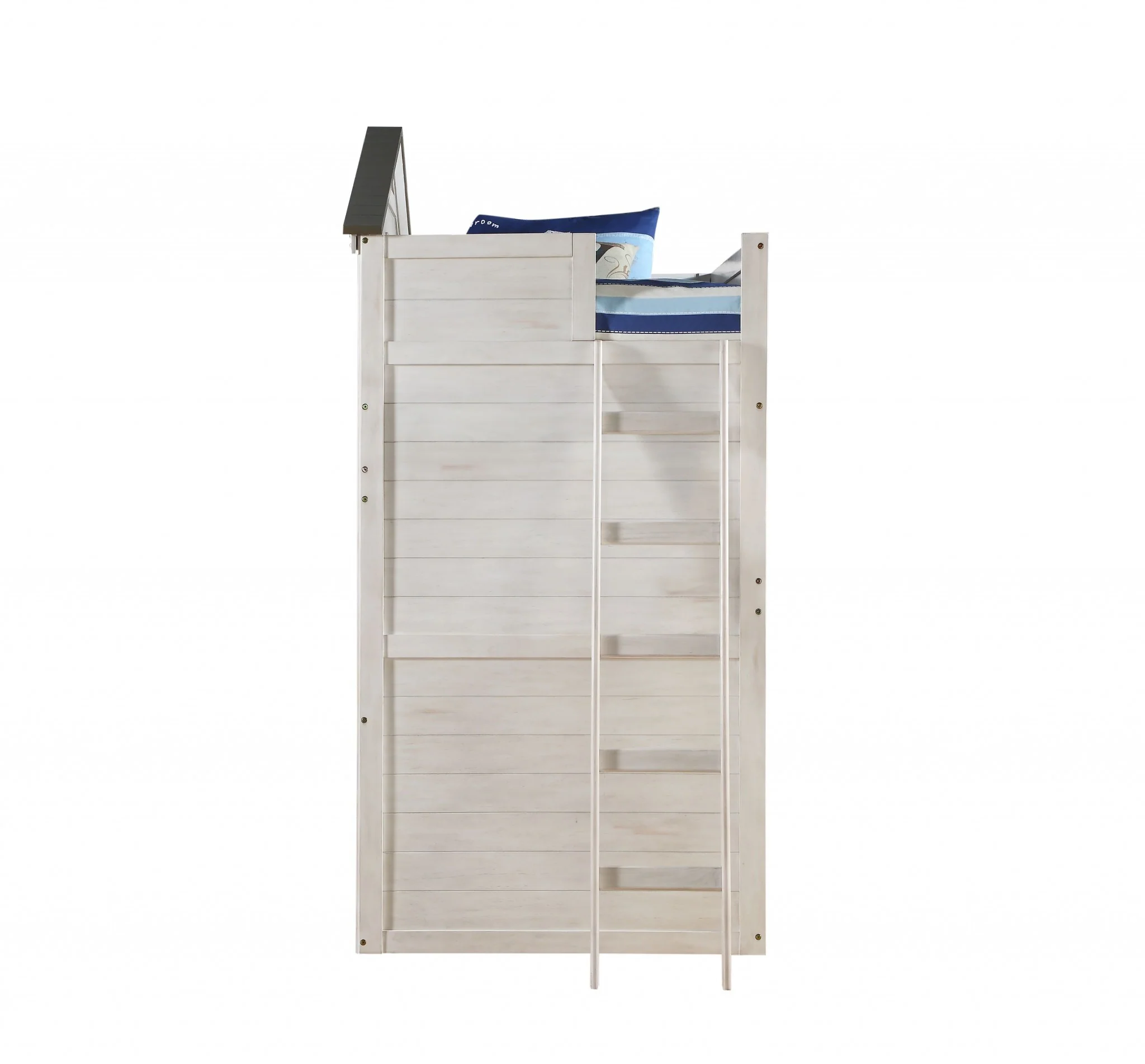 Weathered White Washed Gray Wood Loft Bed Twin Size By Homeroots - Image 3