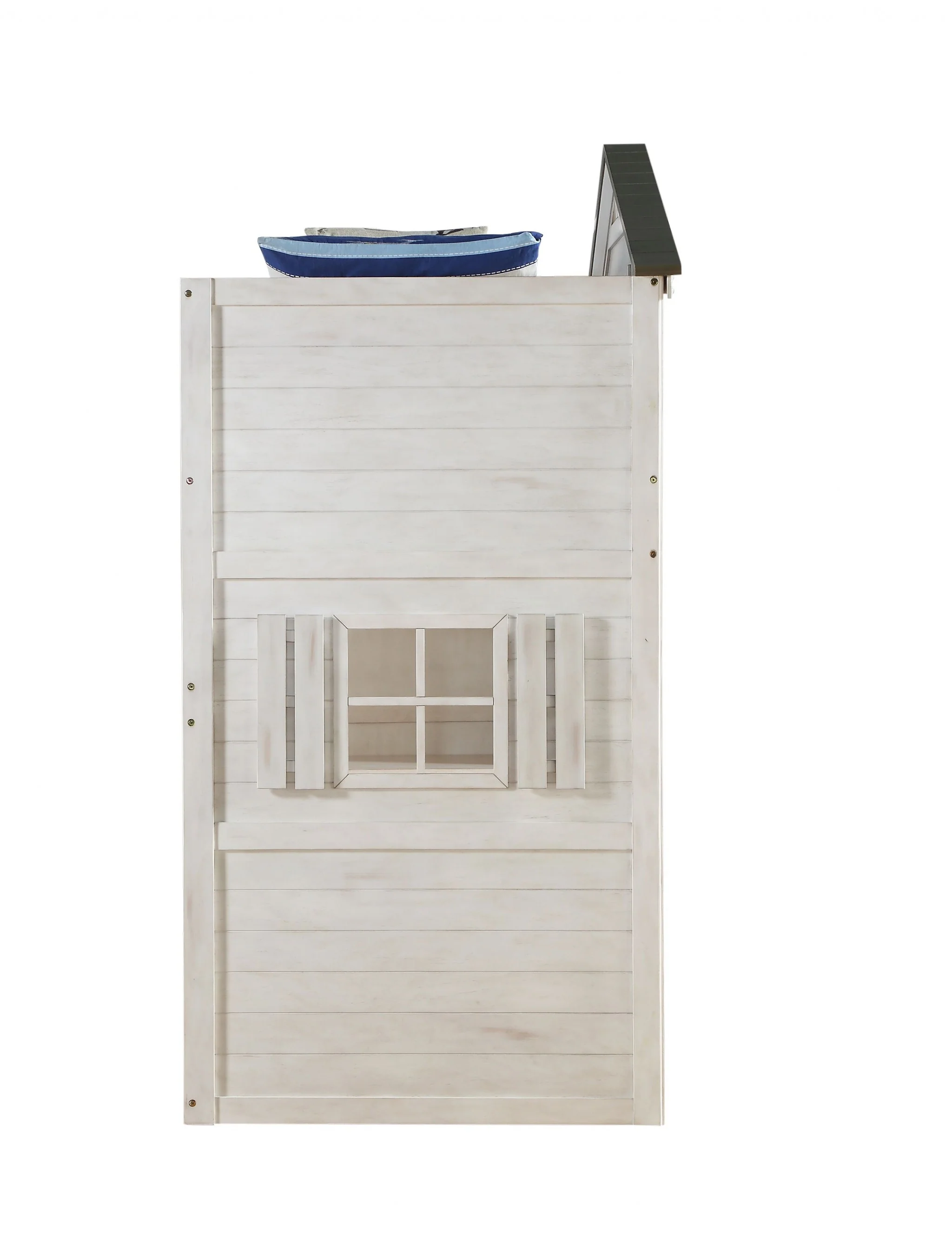 Weathered White Washed Gray Wood Loft Bed Twin Size By Homeroots - Image 4