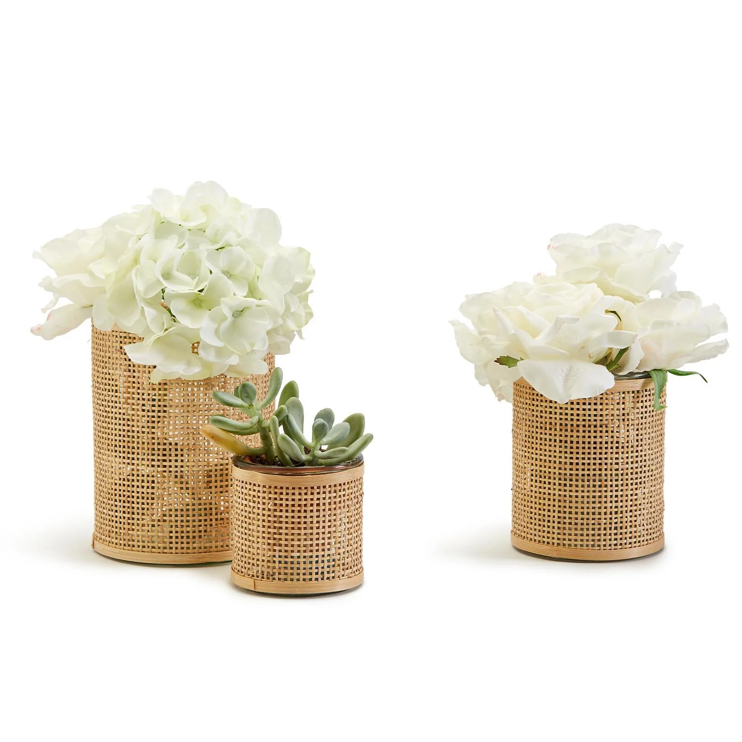 Weaved Rattan Wrapped Cachepot Incl 3 Sizes Set Of 3 By Two's Company - Image 2