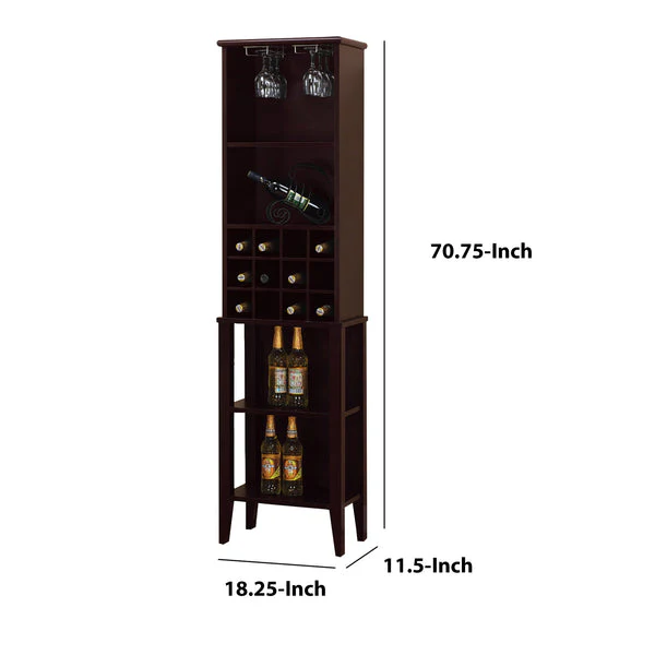 Well Designed Elegant Wine Bar With Wine Racks, Brown By Benzara - Image 7