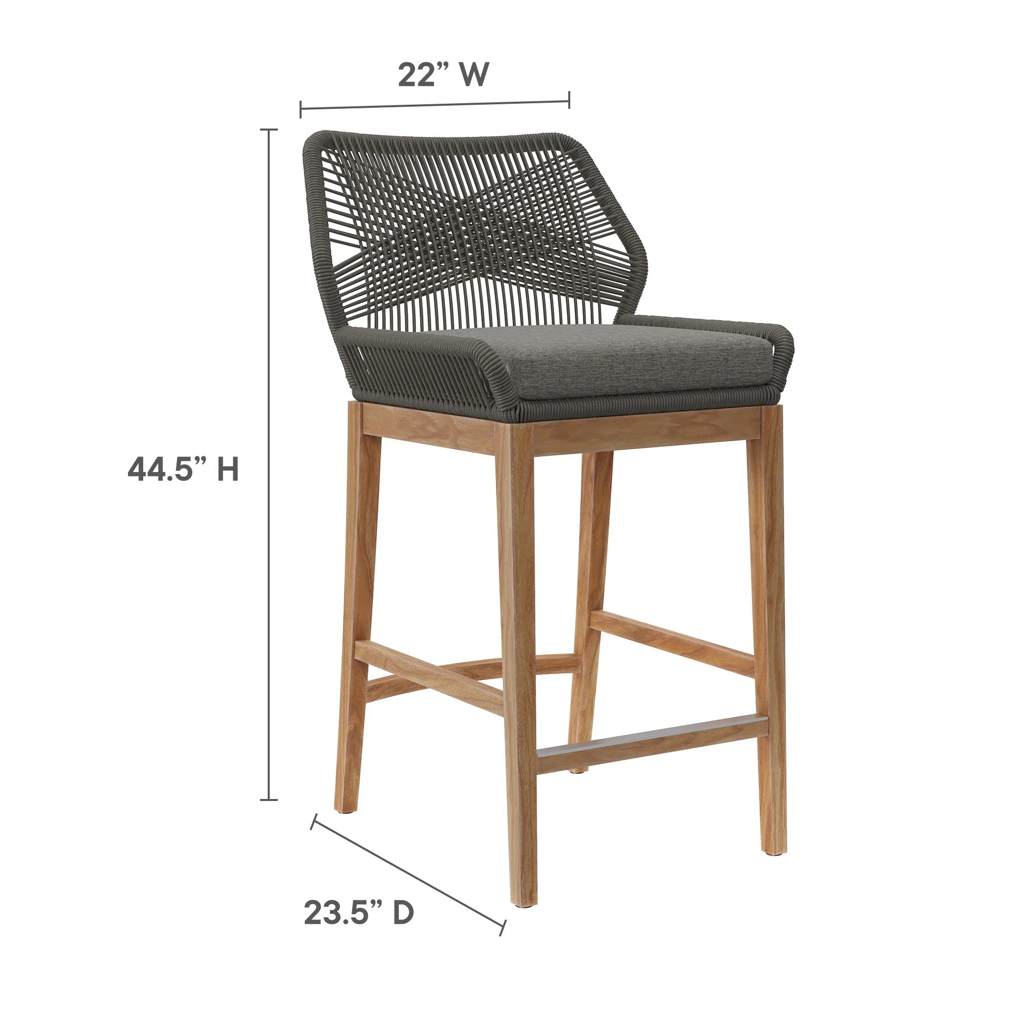 Wellspring 3-Piece Outdoor Patio Teak Wood Bar Set by Modway - Image 11