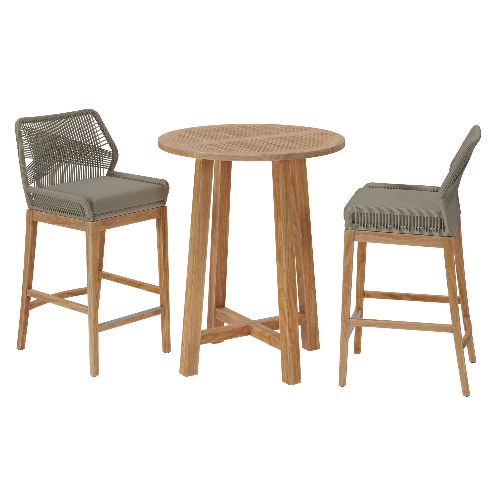 Wellspring 3-Piece Outdoor Patio Teak Wood Bar Set by Modway - Image 13