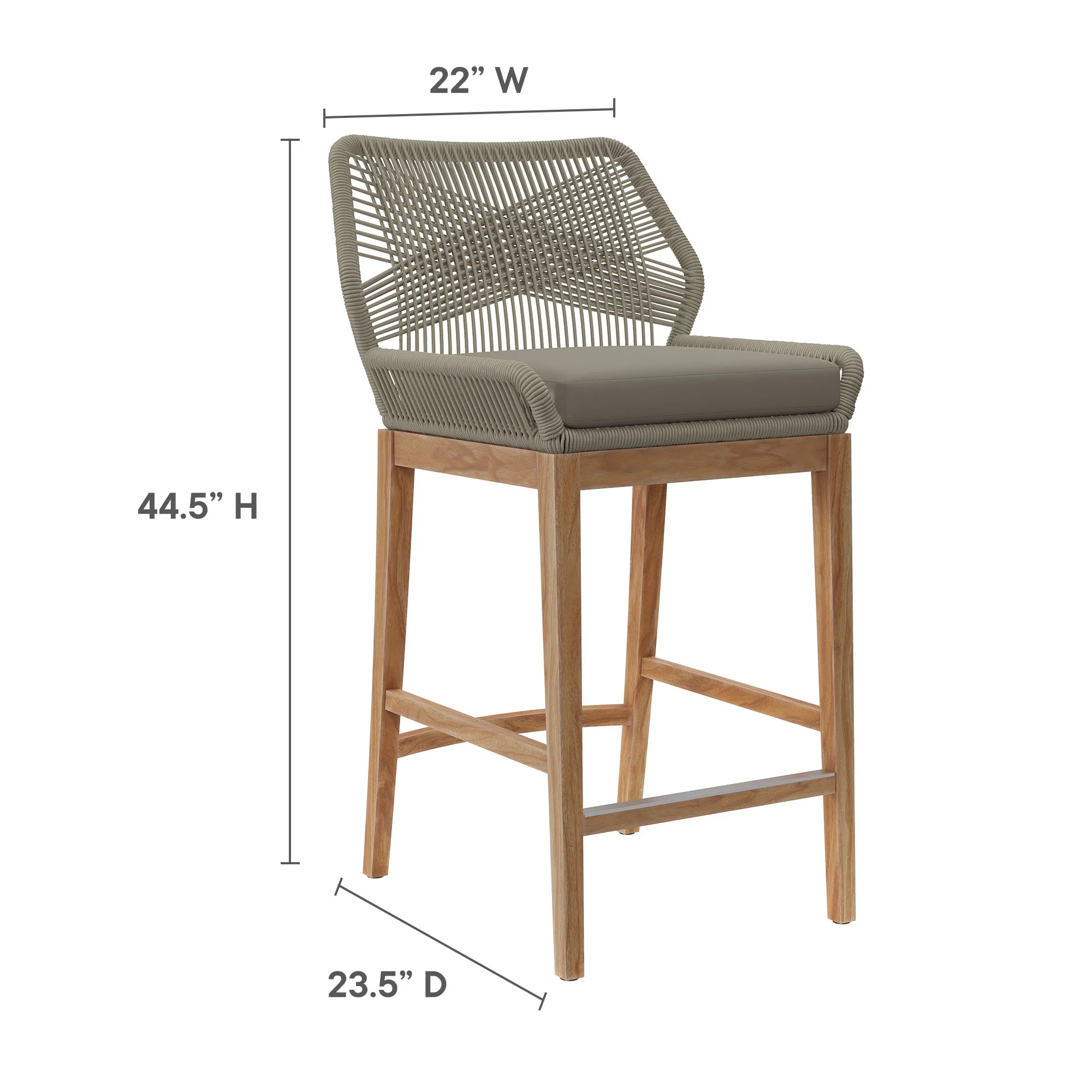 Wellspring 3-Piece Outdoor Patio Teak Wood Bar Set by Modway - Image 17